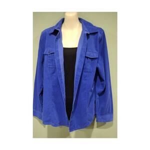 Chicos Button Up Corduroy Shirt with Button Chest Pockets, Blue, Sz 2 (12)